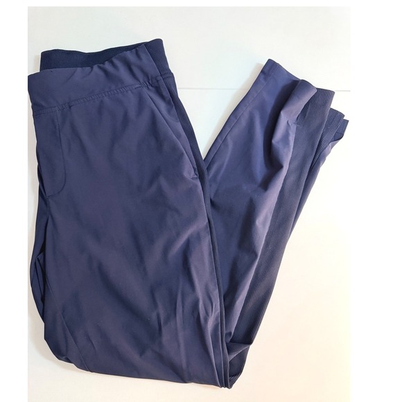 Athleta Pants - Athleta Womens Brooklyn Jogger Track Pants Navy Blue Ribbed Side Panel Size 4
